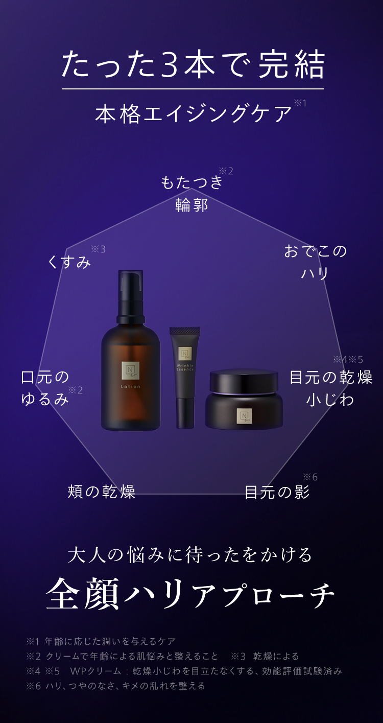 たった3本で完結
くすみ
本格エイジングケア