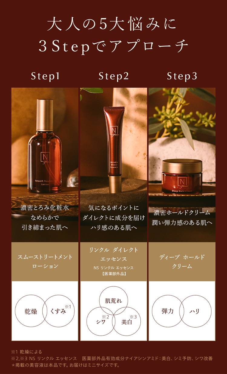 大人の5大悩みに
3Stepでアプローチ