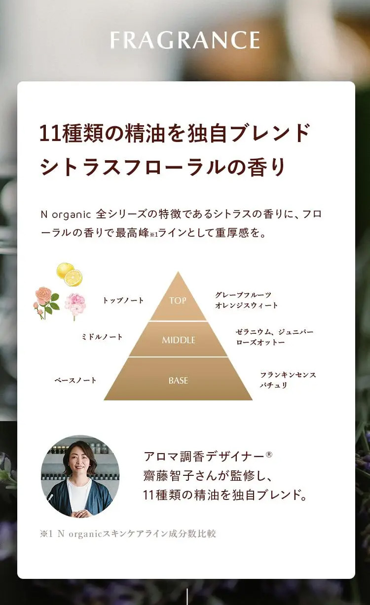 11種類の精油を独自ブレンドシトラスフローラルの香り