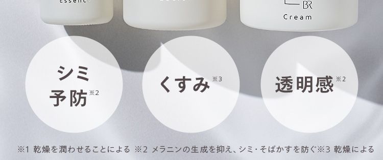 パッと明るい 透明感 へシミ予防 × 水分クリーム攻めの美白ケア