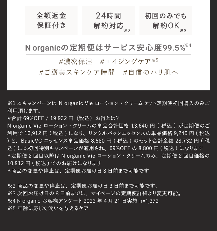 Norganicの定期便はサービス安心度99.5% 4グケア 5
