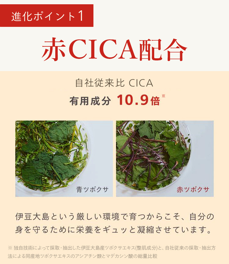 進化ポイント1
赤CICA配合