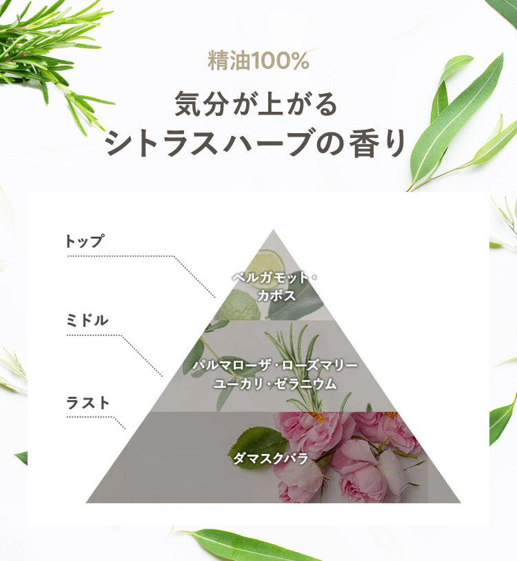 精油１００%
気分が上がるシトラスハーブの香り
