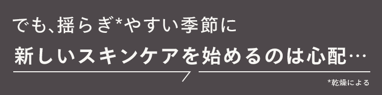 でも、揺らぎ*やすい季節に
新しいスキンケアを始めるのは心配･･･
*乾燥による